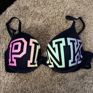 Victoria's Secret Black Bra with Multicolor Lettering
